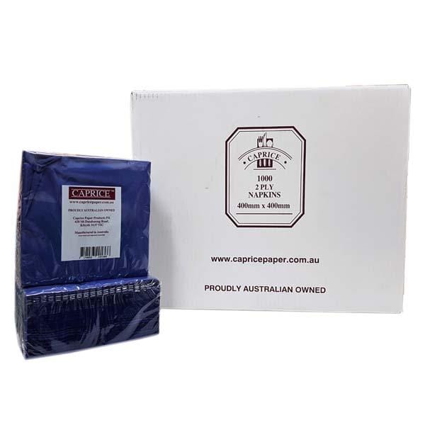 Caprice | Caprice 2 Ply Dinner Napkins Quarter Fold Dark Blue 1000 | Crystalwhite Cleaning Supplies Melbourne