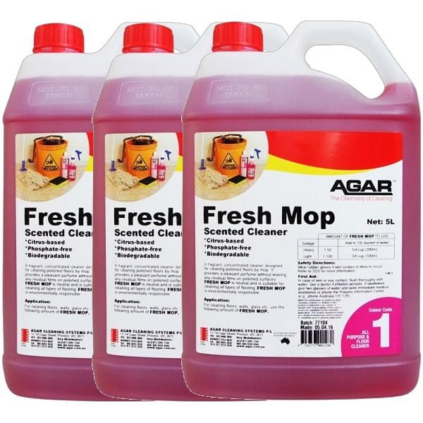 Agar | Fresh Mop Biodegradable 3 X 5Lt Carton Quatity | Crystalwhite Cleaning Supplies Melbourne