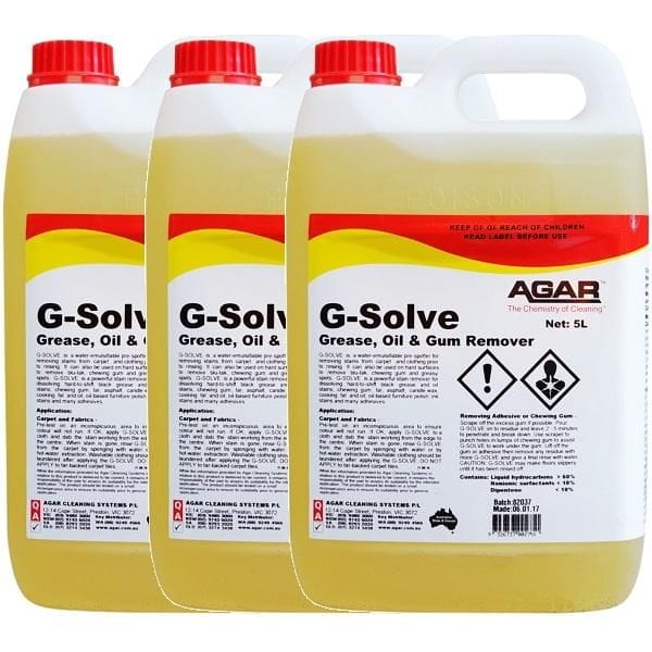 Agar | G Solve Carpet Cleaner (Pre-Spray) 5Lt Carton Quantity | Crystalwhite Cleaning Supplies Melbourne