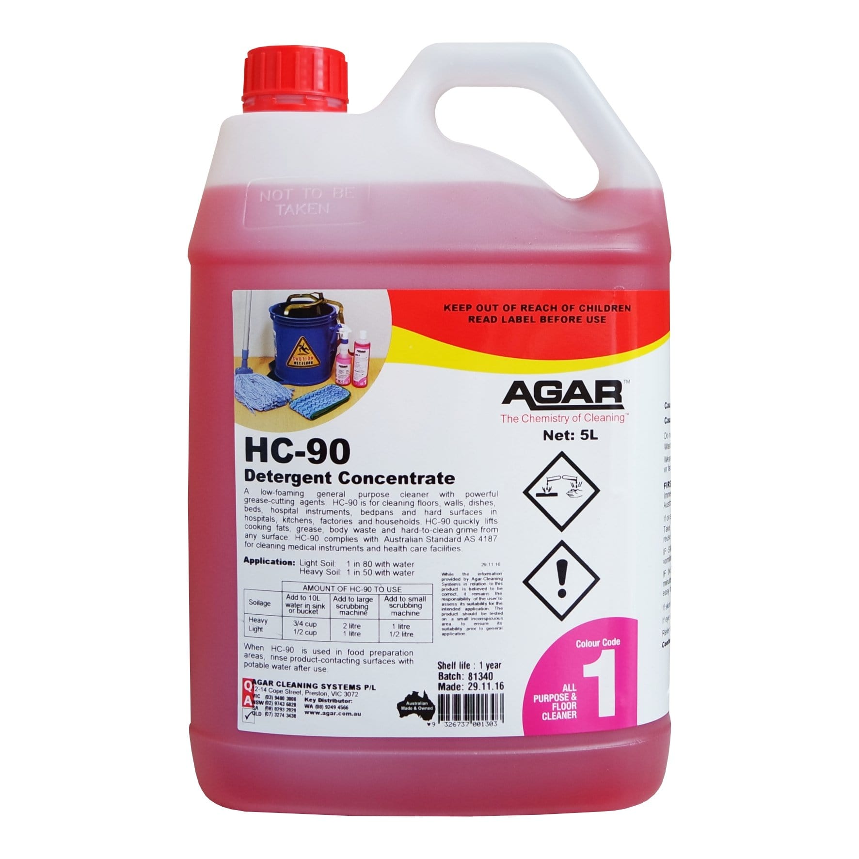 Agar | HC-90 Detergent 5Lt | Crystalwhite Cleaning Supplies Melbourne