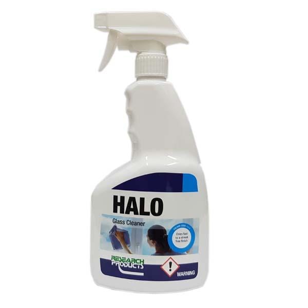 Research Products | Halo Fast Dry Glass Cleaner 750ml carton quantity | Crystalwhite Cleaning Supplies Melbourne