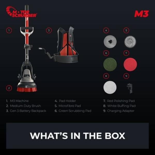 MotorScrubber | M3 Whats In The Box | Crystalwhite Cleaning Supplies Melbourne