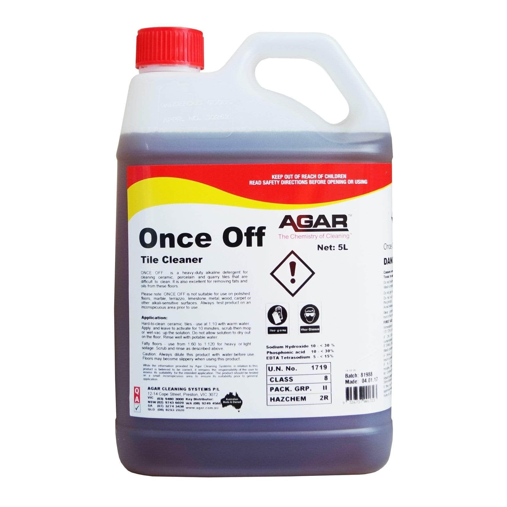 Agar | Once Off 5Lt Tile Cleaner | Crystalwhite Cleaning Supplies Melbourne