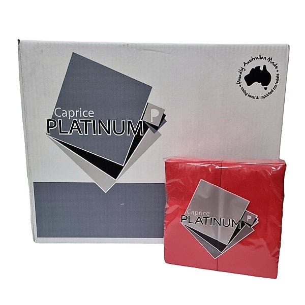 Caprice | Platinum 500 Dinner Napkins Red GT Fold 40mm X 40mm | Crystalwhite Cleaning Supplies Melbourne