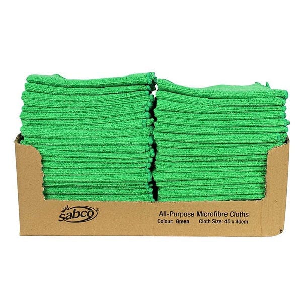 Sabco | All Purpose Green Microfibre Cloths | Crystalwhite Cleaning Supplies Melbourne