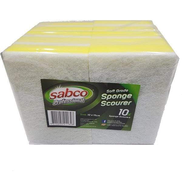 Sabco | Sabco Sponge & Scourer White and Yellow | Crystalwhite Cleaning Supplies Melbourne