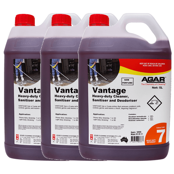 Agar | Vantage 3 in 1 Detergent, Sanitiser and Deodoriser | Crystawhite Cleaning Supplies Melbourne