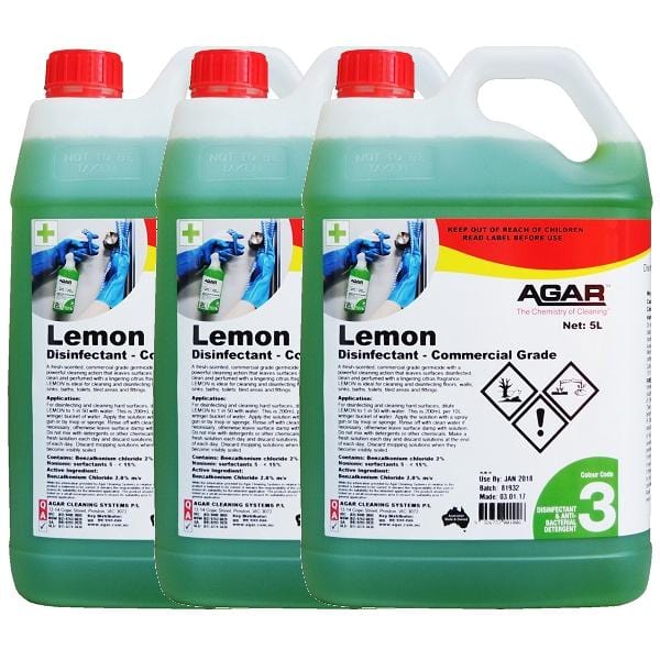 Agar | Lemon 3 X 5Lt Commercial Disinfectant | Crystalwhite Cleaning Melbourne