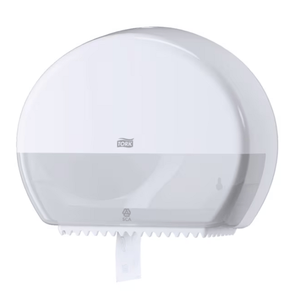 Tork | White Mini Jumbo Toilet Roll Dispenser T2 System | Crystalwhite Cleaning Supplies Melbourne